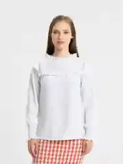 Белый блузка женская Tiffan, с рюшами
