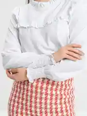 Белый блузка женская Tiffan, с рюшами