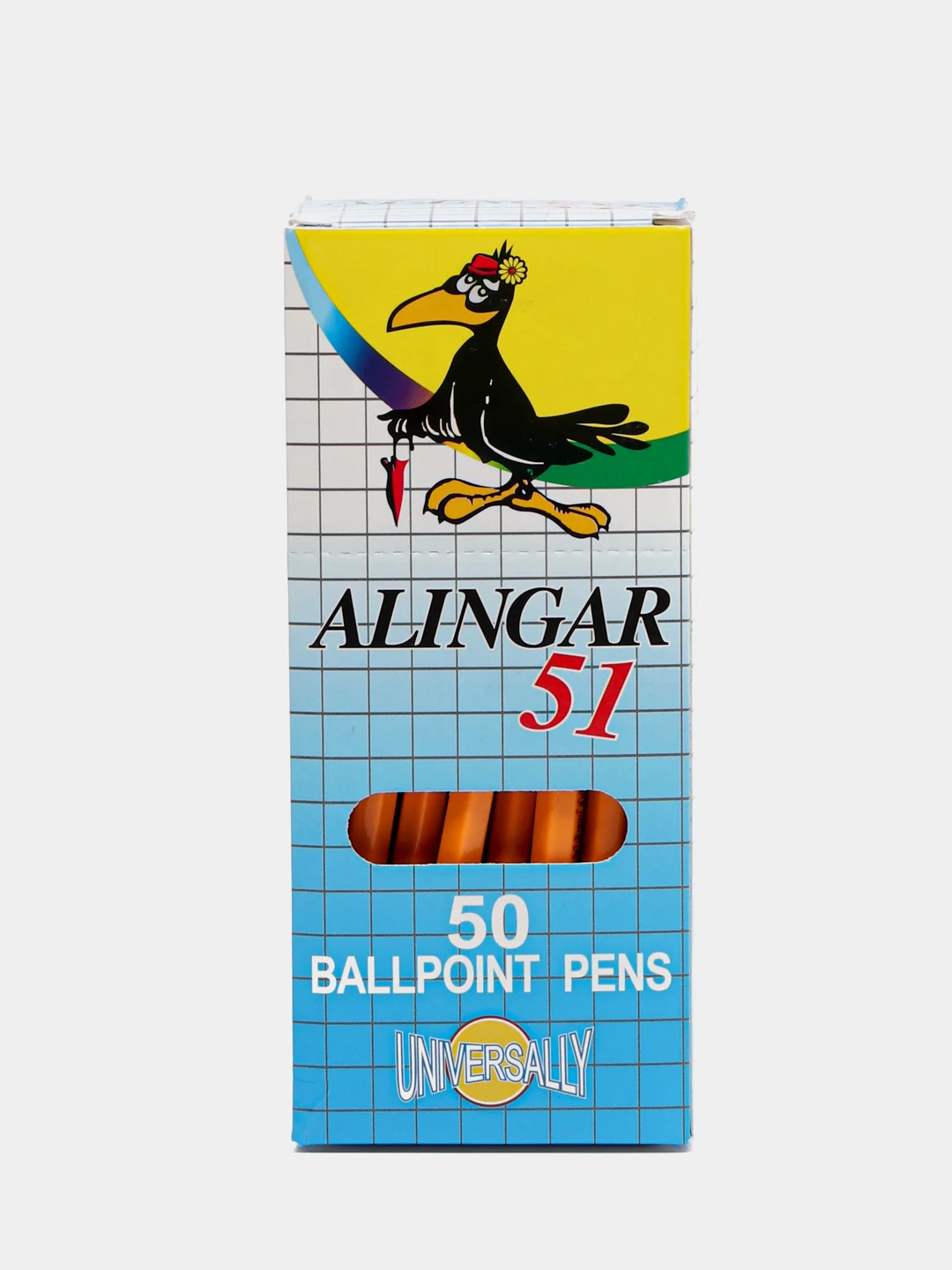 Ручка шариковая Alingar, "51", 1 мм, синяя, шестигранный, оранжевый, пластиковый корпус