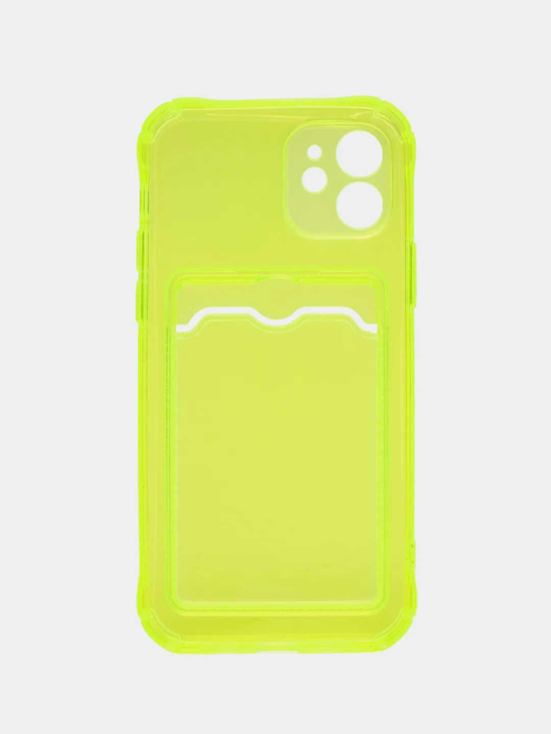 Желтый чехол для iPhone 7/8 Plus/XR/11/12/13/Pro/Pro Max, силиконовый, с карманом для карт
