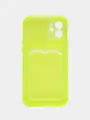 Желтый чехол для iPhone 7/8 Plus/XR/11/12/13/Pro/Pro Max, силиконовый, с карманом для карт