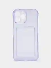 Лавандовый чехол для iPhone 7/8 Plus/XR/11/12/13/Pro/Pro Max, силиконовый, с карманом для карт
