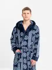 Зеленый халат мужской теплый, халат банный