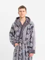 Серый халат мужской теплый, халат банный