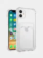 Чехол картхолдер прозрачный для iphone 11, 12, 13, с карманом для карт, противоударный