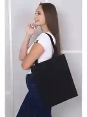 Черный шоппер из плотной ткани, эко-сумка