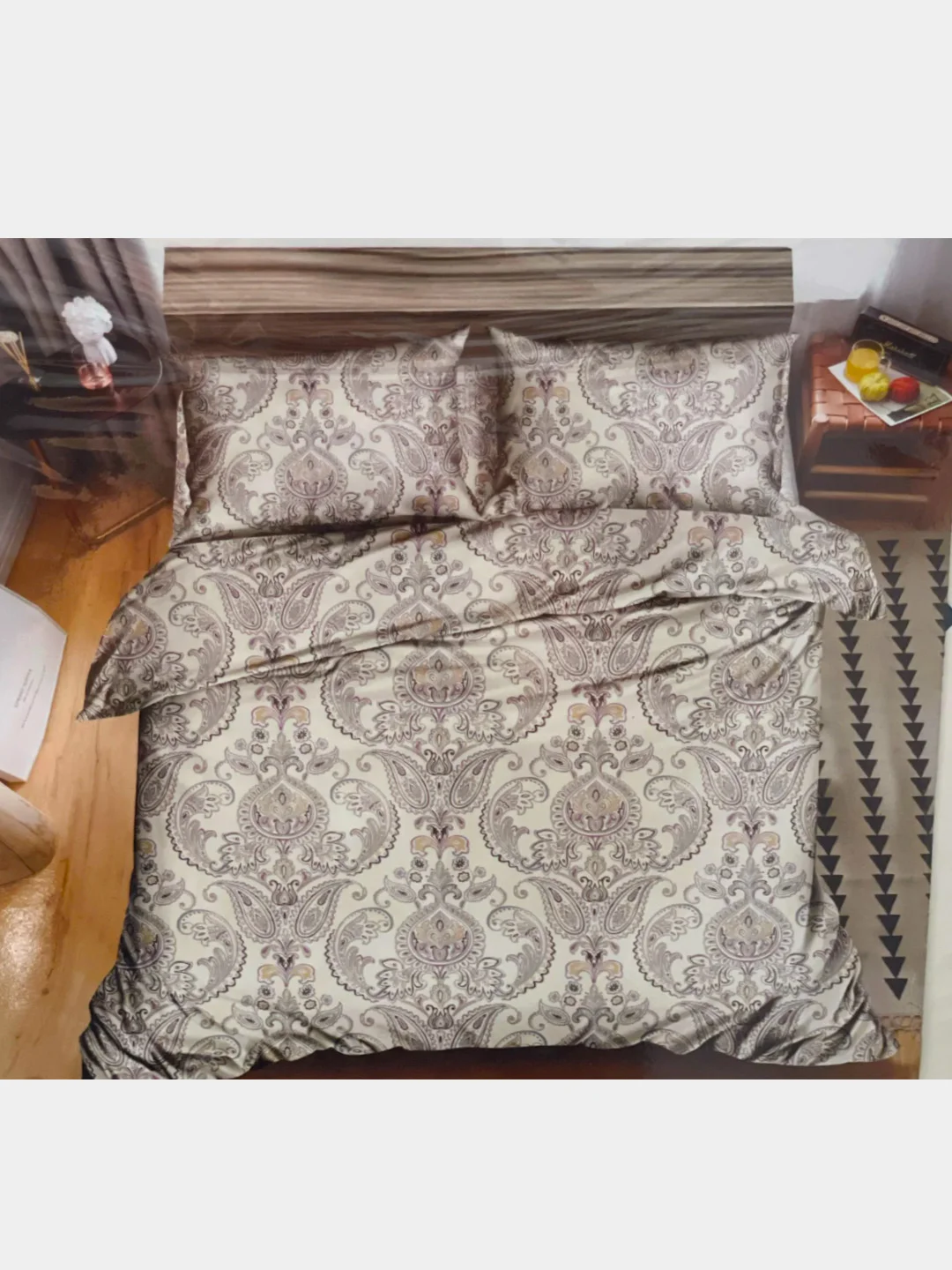 Коралловый комплект постельного белья Евро Хлопок 2 размера 70 х 70 и 50 х 70 / 2 спальныйС