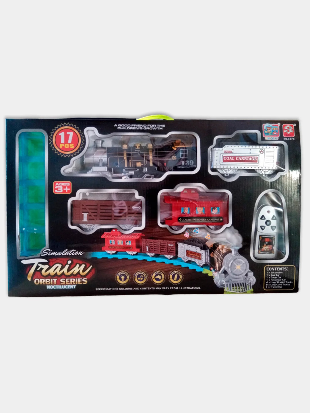 Игрушка "Железная дорога", звук, свет,2 скорости,задний ход, дым