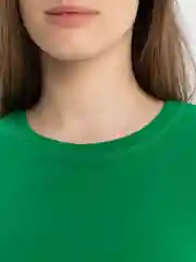 Зеленый футболка женская базовая, оверсайз, однотонная