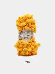 Желтый пряжа Alize Puffy, 5 штук, петельки большие
