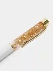 Ручка шариковая с золотой фольгой, цвет белый, черная паста