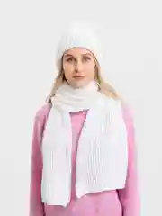 Белый шапка женская, зимняя, утепленная флисом, с шарфом крупной вязки