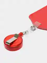 Алый бейдж с вертикальным и горизонтальным держателем, на рулетке