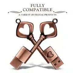 USB флешка "Ключик с сердечком", металлическая