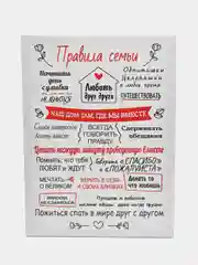 Картина на холсте "Правила семьи" / холст/ постер/ картина на стену/ правила дома/ 30х40см