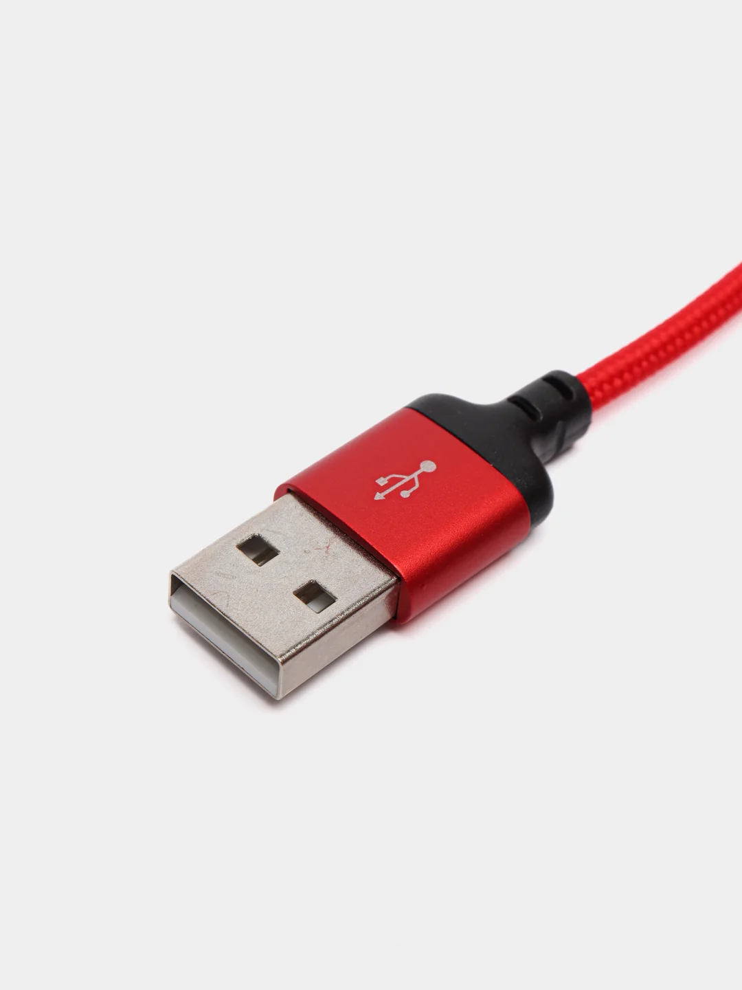 Красный плетеный кабель передачи данных Micro USB / Lightning / Type-C
