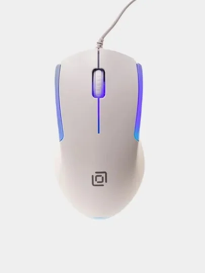 Белый мышь игровая Oklick 245M, USB компьютерная проводная, подарок на 8 марта