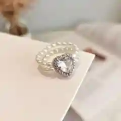Серебряный кольцо Marilyn, из бисера, со вставкой в форме сердца и искусственным жемчугом