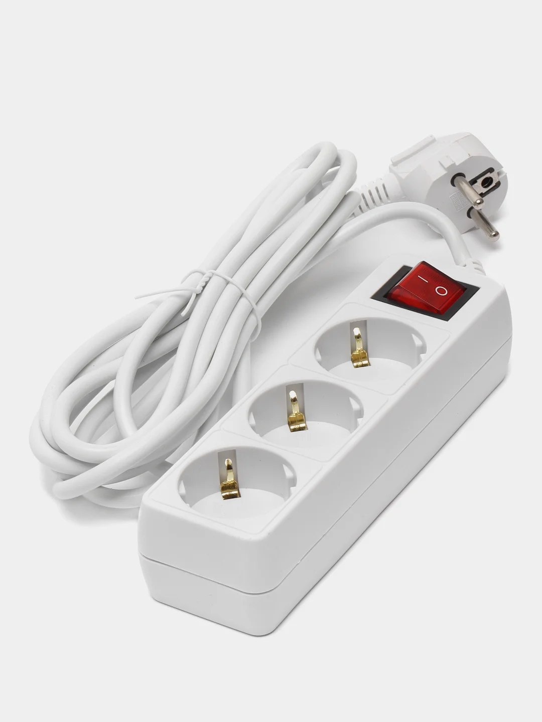 Белый удлинитель с выключателем Perfeo Powermate, 3 розетки