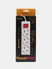 Белый удлинитель с выключателем Perfeo Powermate, 3 розетки