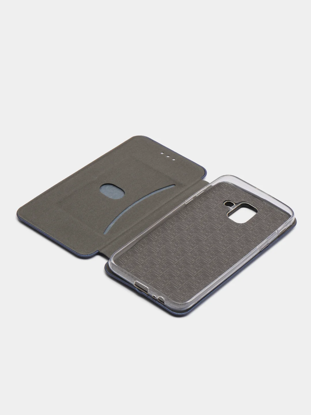 Серебряный чехол-книжка Samsung Galaxy A6 2018, Самсунг Галакси А6 2018