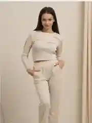 Бежевый костюм женский, лапша, в рубчик