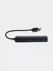 Черный разветвитель USB хаб с TYPE-C на 4 USB-порта, 0,2 метра