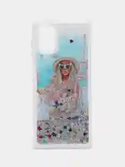Серебряный чехол с блестками и водой для Samsung Galaxy М51