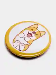 Розовый значок "Корги", 37 мм