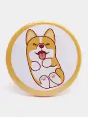 Розовый значок "Корги", 37 мм