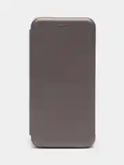 Серебряный чехол-книжка на Samsung Galaxy A8 2018, Самсунг Галакси А8 2018