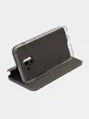 Серебряный чехол-книжка на Samsung Galaxy A8 2018, Самсунг Галакси А8 2018