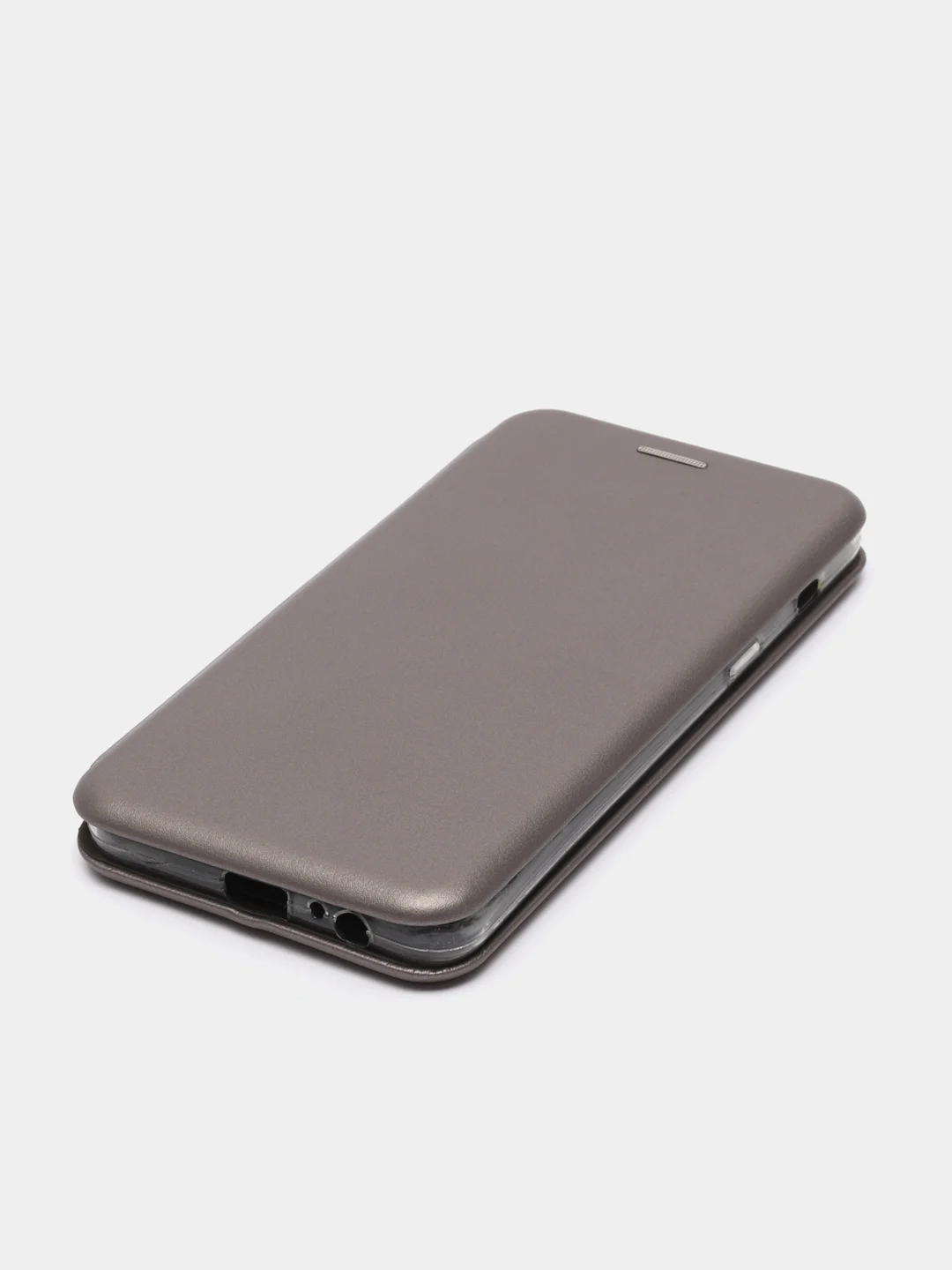 Серебряный чехол-книжка на Samsung Galaxy A8 2018, Самсунг Галакси А8 2018