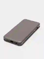 Серебряный чехол-книжка на Samsung Galaxy A8 2018, Самсунг Галакси А8 2018