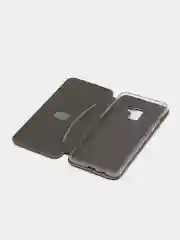 Серебряный чехол-книжка на Samsung Galaxy A8 2018, Самсунг Галакси А8 2018
