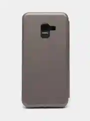 Серебряный чехол-книжка на Samsung Galaxy A8 2018, Самсунг Галакси А8 2018