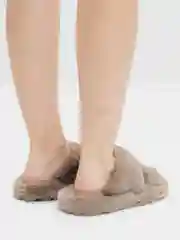 Хаки женские домашние тапочки, меховые