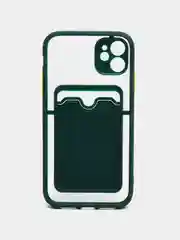 Зеленый чехол с карманом для карт для iPhone 7 8 Plus X XS XR 11 12 13 Pro Max mini айфон про макс
