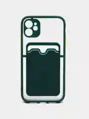 Зеленый чехол с карманом для карт для iPhone 7 8 Plus X XS XR 11 12 13 Pro Max mini айфон про макс