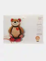 Красный воздушный шар "Мишка с сердцем", на подставке, 109 см