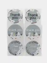 Бежевый меланж набор наклеек с надписью "Thank you", "Спасибо"