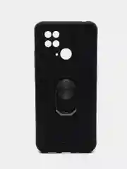 Угольный чехол Xiaomi Redmi 10C / Poco C40, Редми 10C / Поко C40 с металлической подставкой кольцом