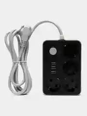 Черный сетевой фильтр с USB разъемами с быстрой зарядкой / Удлинитель с USB портами
