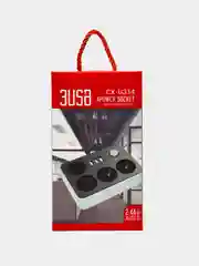 Черный сетевой фильтр с USB разъемами с быстрой зарядкой / Удлинитель с USB портами