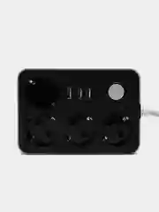 Черный сетевой фильтр с USB разъемами с быстрой зарядкой / Удлинитель с USB портами