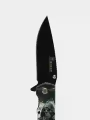 Черный нож туристический раскладной BOKER череп волк орел