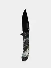 Черный нож туристический раскладной BOKER череп волк орел