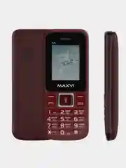 Красный мобильный телефон Maxvi C3i, аккумулятор 800 мАч