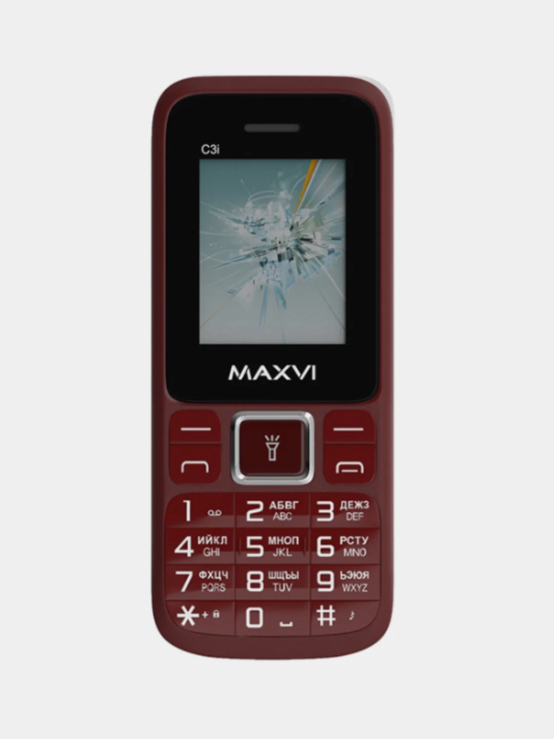Красный мобильный телефон Maxvi C3i, аккумулятор 800 мАч