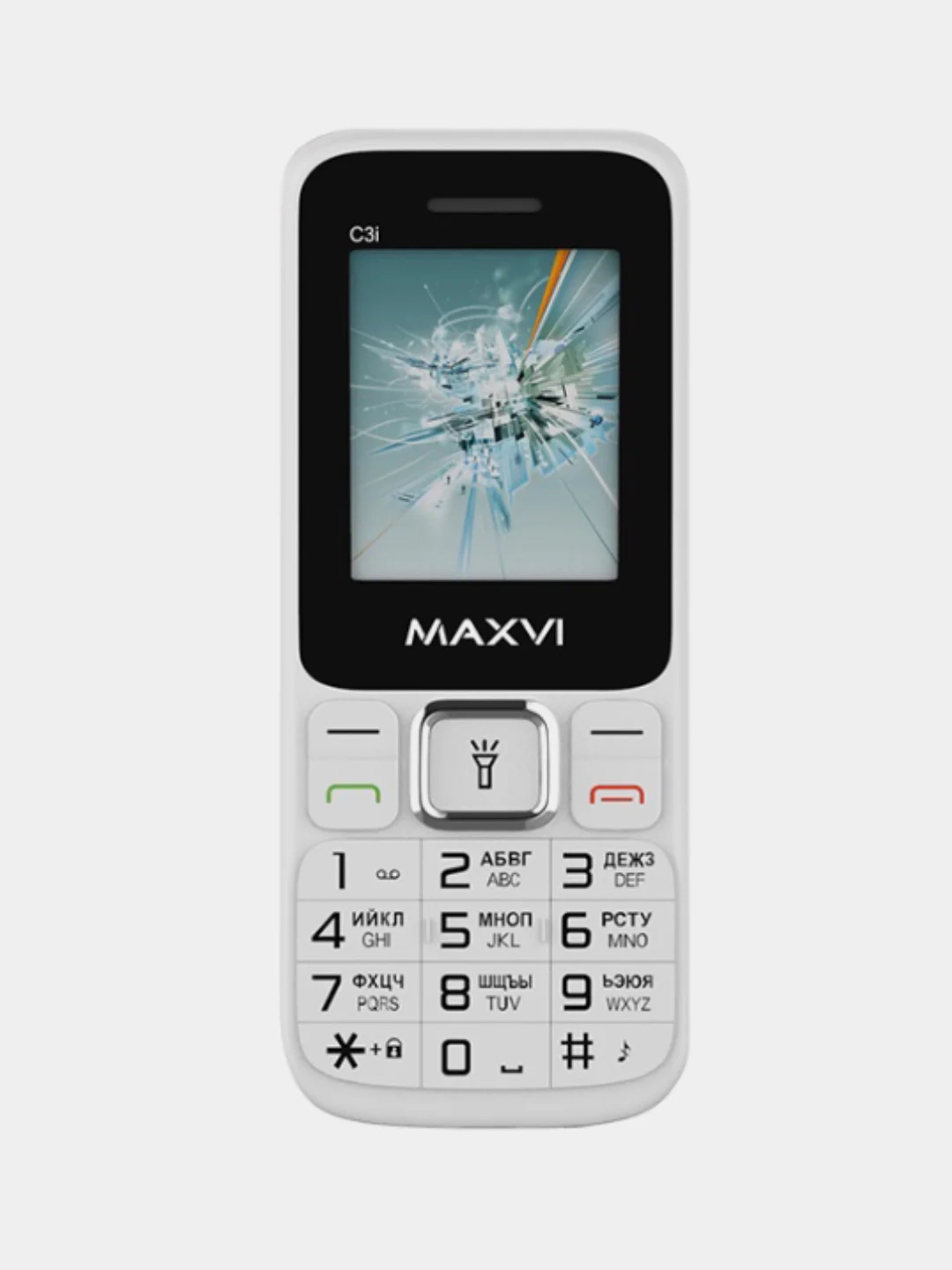 Белый мобильный телефон Maxvi C3i, аккумулятор 800 мАч